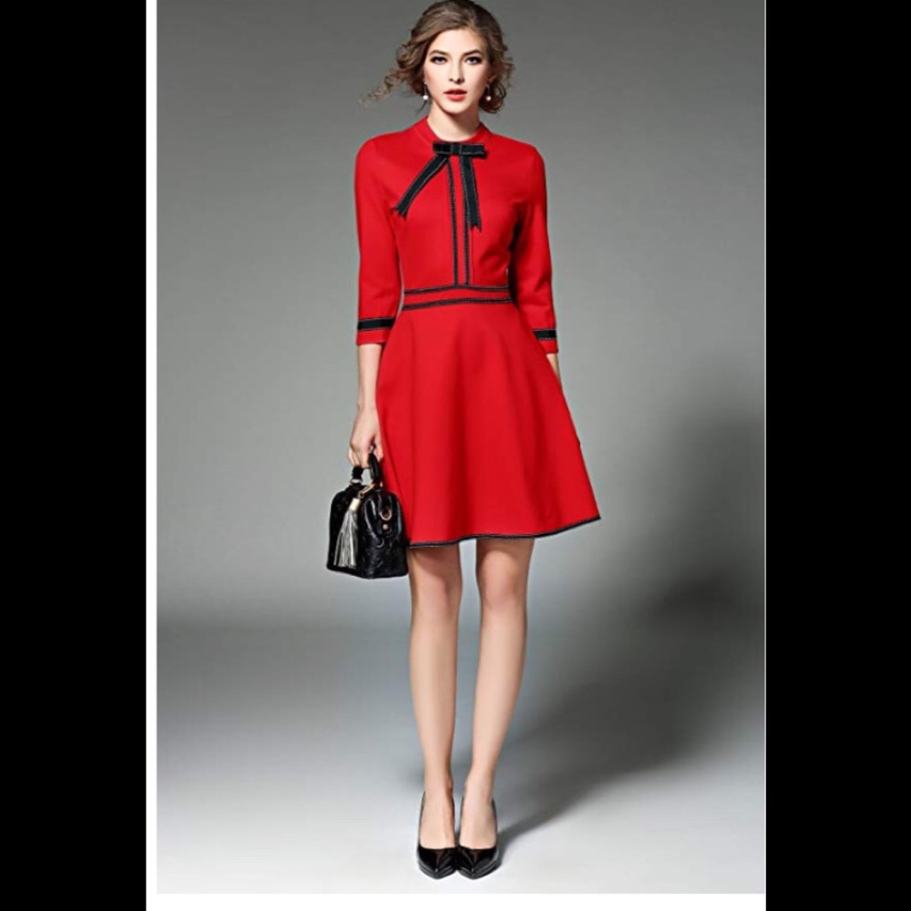 Red dress. Holiday dress.